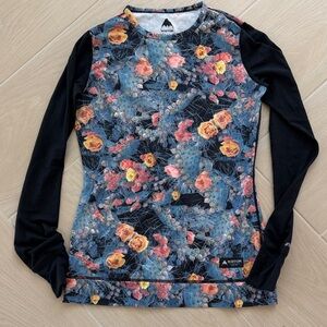 Burton Black and Floral Long Sleeve Top Base Layer